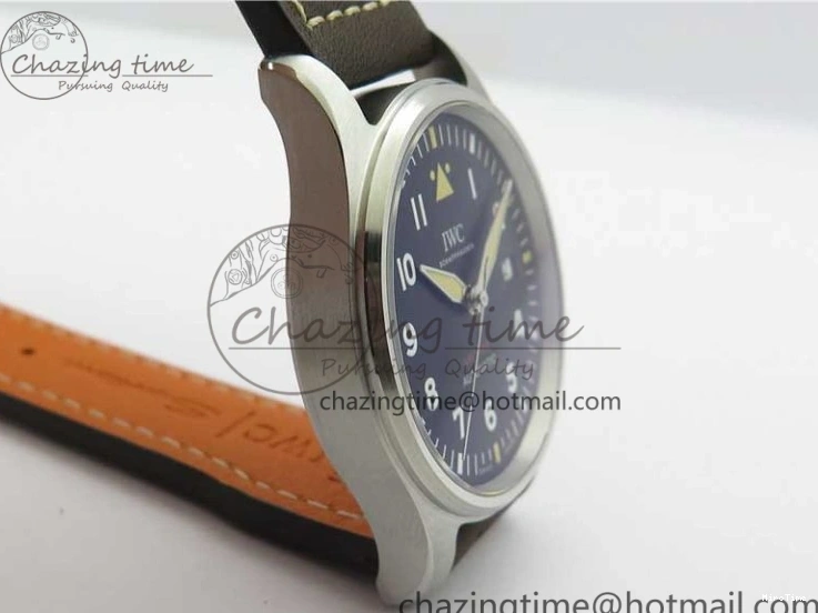 MIROTIME 0224 Original Pilot IW326803 SS MK 1:1 Best Edition Black Dial on Brown Leather Strap MIYOTA 7146